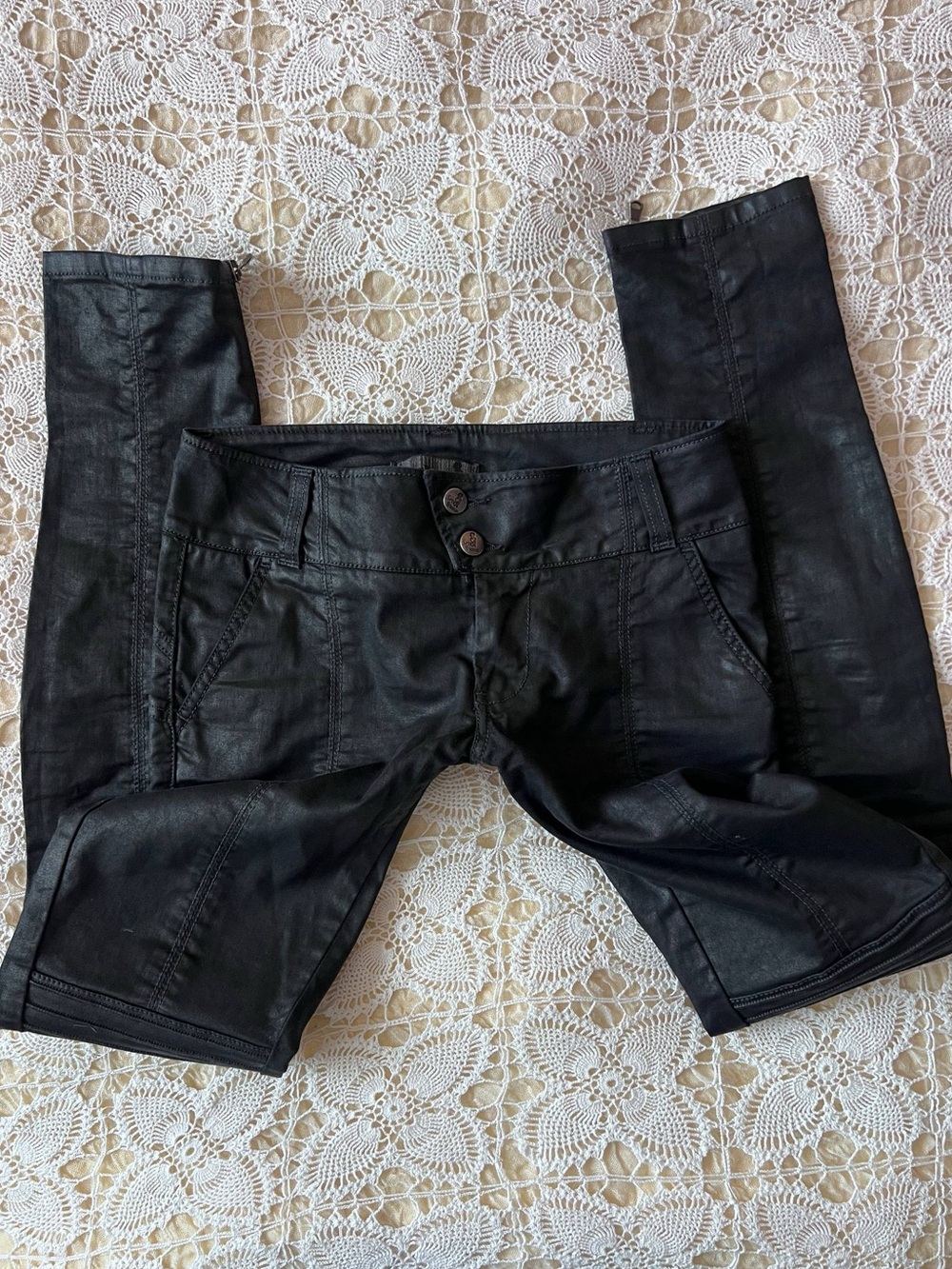 Y2K style Black Faux-Leather Women's Skinny Jeans